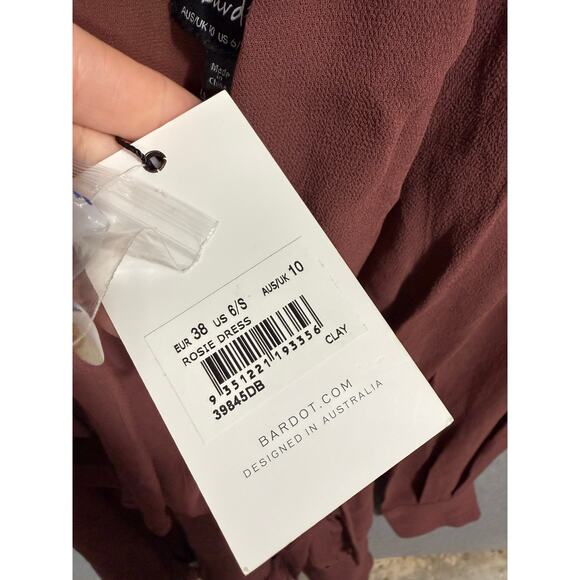 NEW- NWT Bardot Rosie Ruffle Wrap Dress Clay Pink US 6/S - Picture 6 of 7